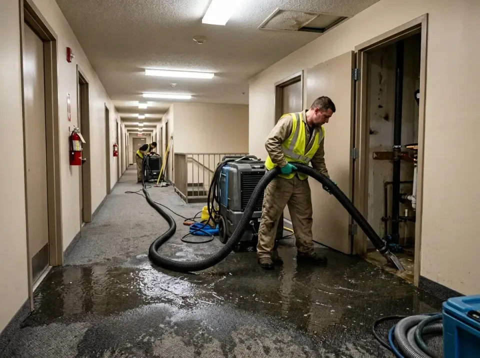 multi-unit-apartment-hallway-f-005 — frequently asked questions, Emergency Burst Pipe Water Extraction & Removal in Blue Bel…